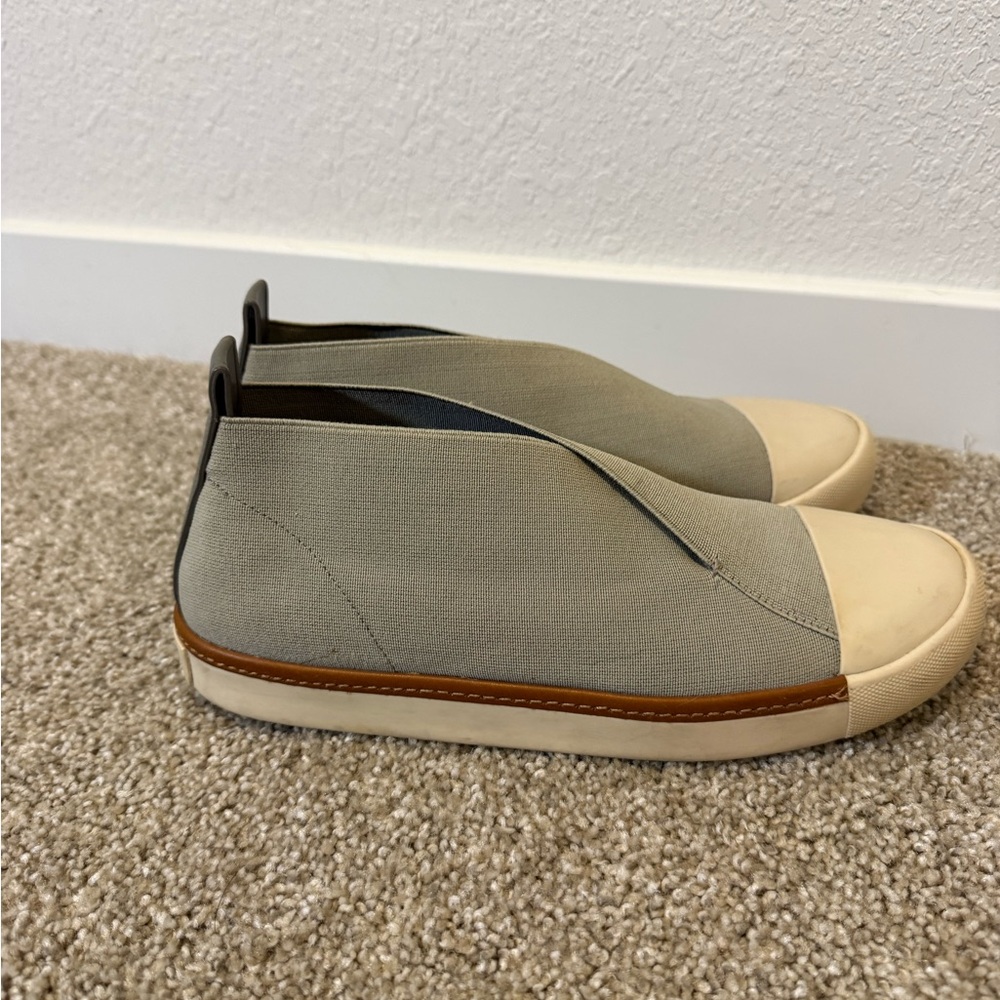 Canvas Slip-On Sneakers in Light Olive with Contrast Trim